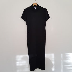 Vintage Korets Maxi Mock Neck Dress Black M